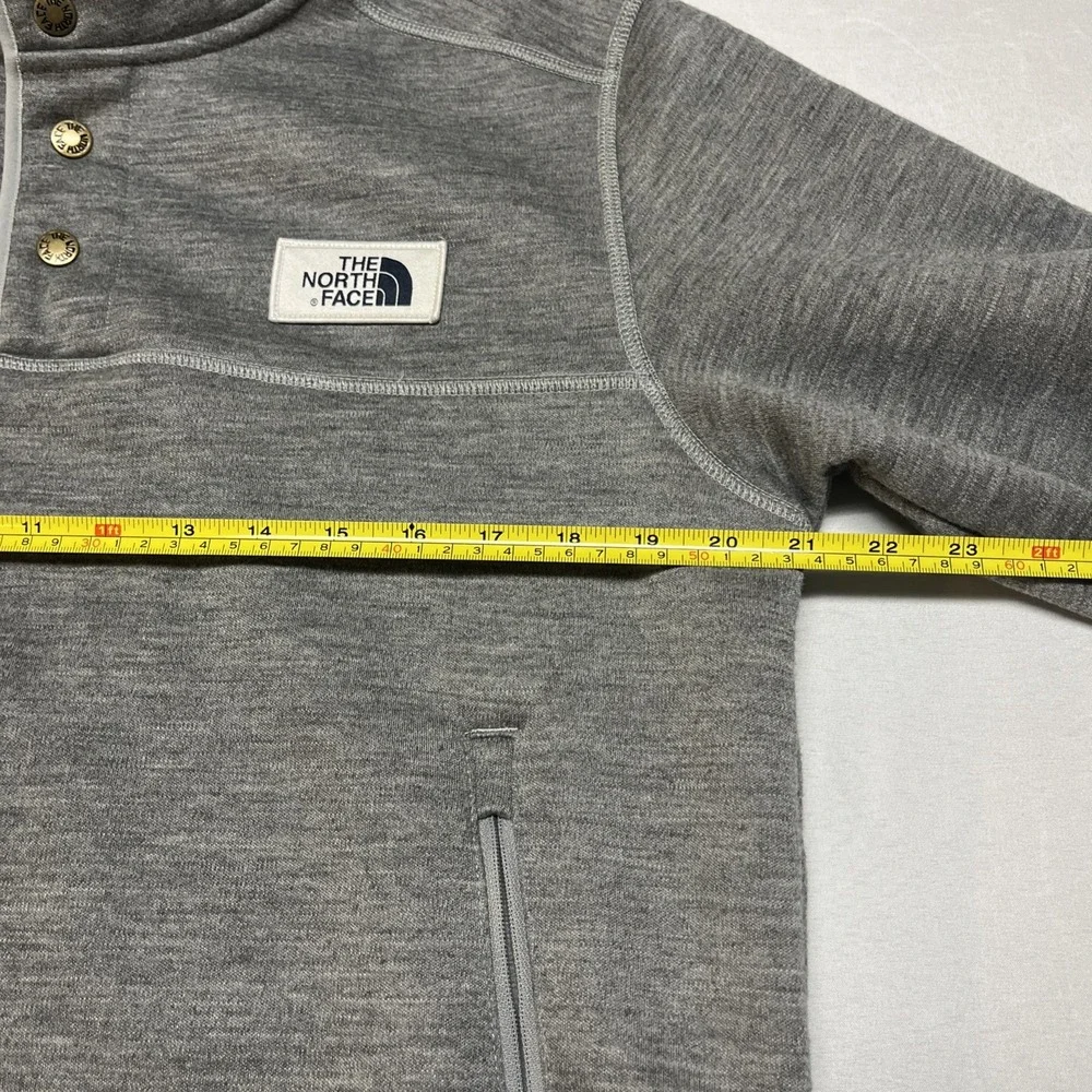 The North‎ Face Wool Sherpa Gray Fleece Lined Quarter Snap Pullover Men's Medium